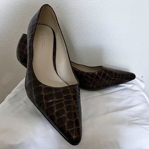 Cabrizi ALLIGATOR SKIN Golden Brown Heels